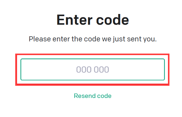 Enter Codeのページへ認証コードを入力